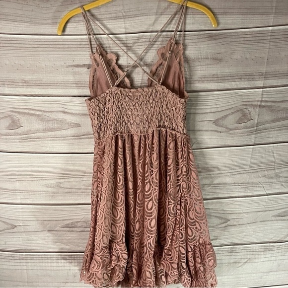 FREE People Adella Crochet Lace Slip Velvet Burnout Dress in Pink - Picture 8 of 12